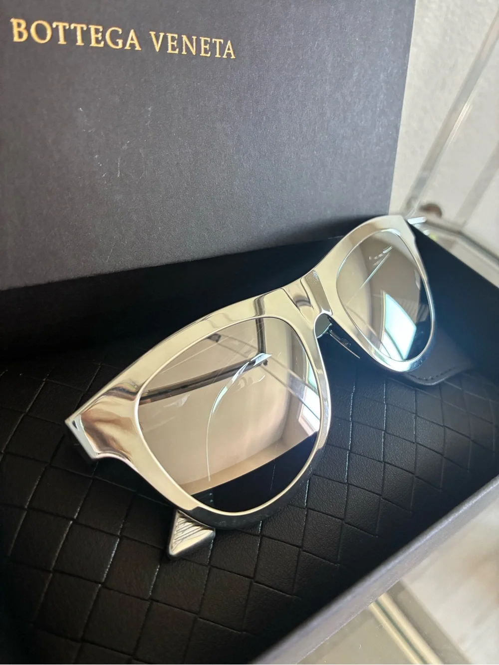 *NIB* Bottega Veneta Unisex Aluminium Silver Sunglasses